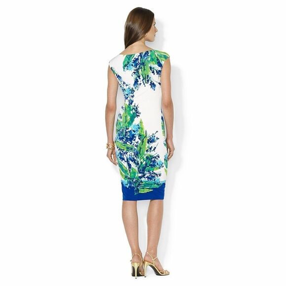 New! RALPH LAUREN Women's Floral Print Stretch Jersey Sheath Dress Size 6 - Picture 3 of 4